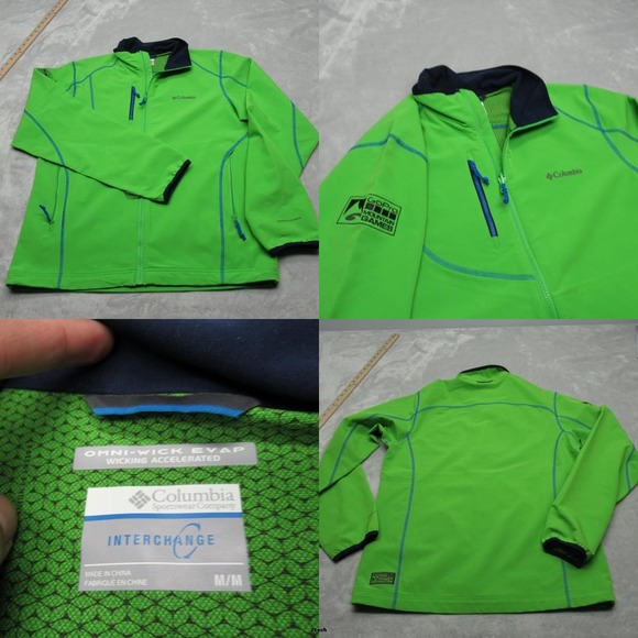 Columbia Jacket Men Medium Green OmniWick Evap Interchange GoPro Wicking FullZip - Picture 1 of 16